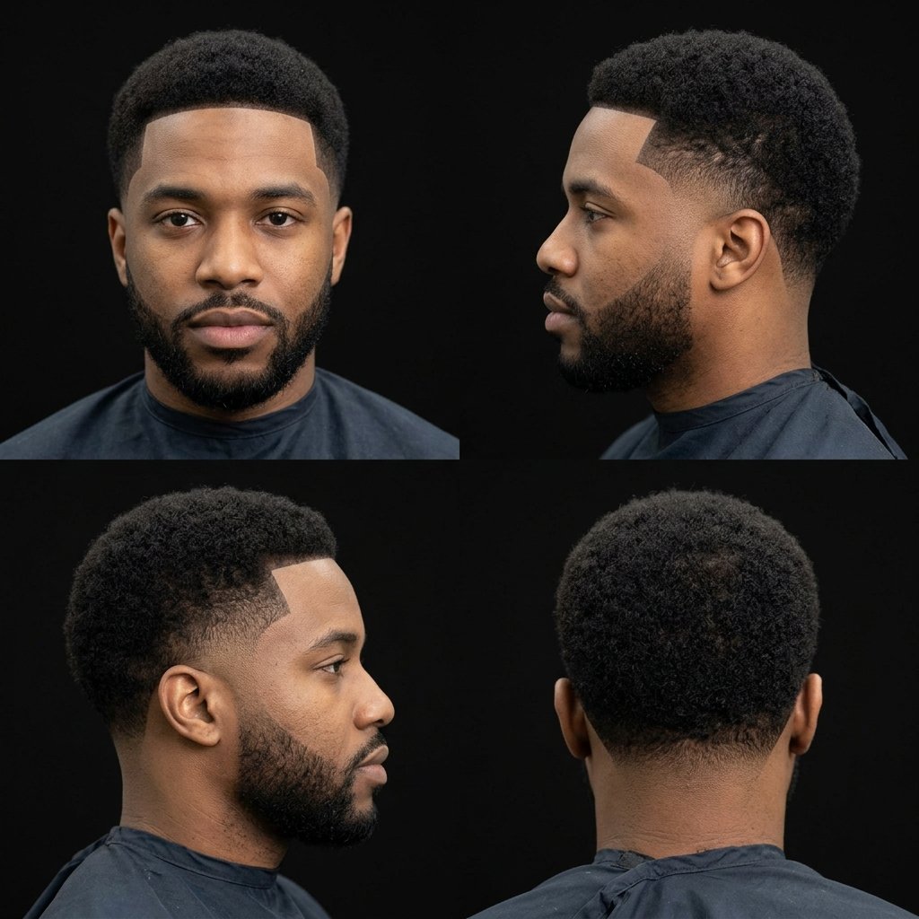 Low Afro with Mid Taper Fade