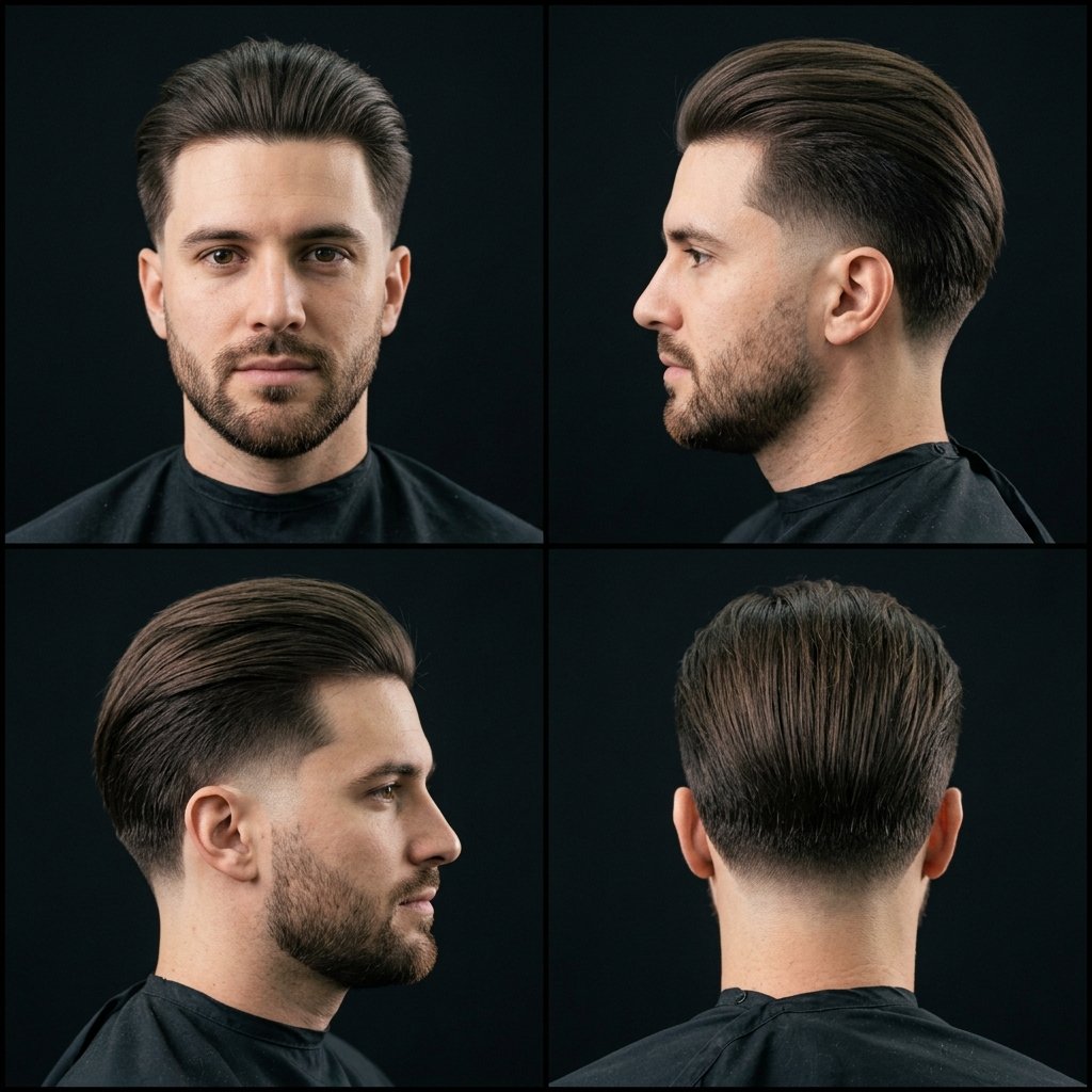 Low Taper Fade with Long Straight Hair