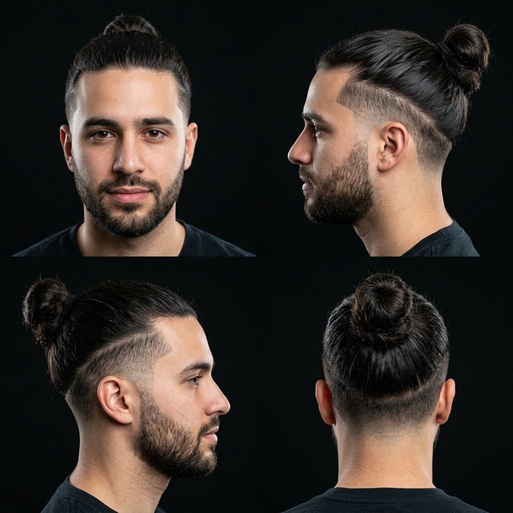 Low Taper Fade with Man Bun
