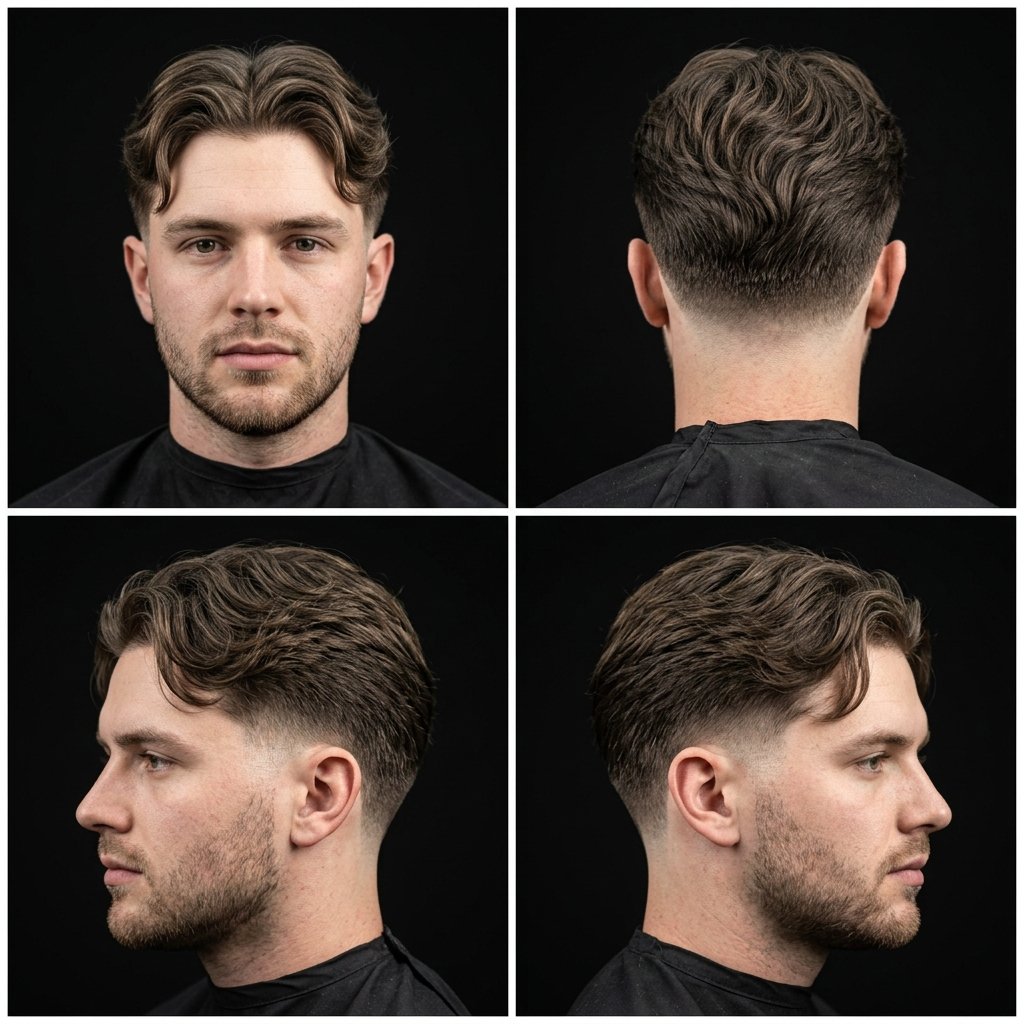 Middle Part Wavy Low Taper