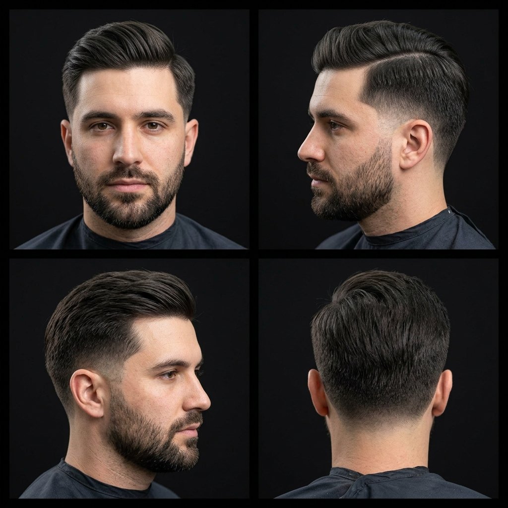 Comb Over with Low Taper Fade