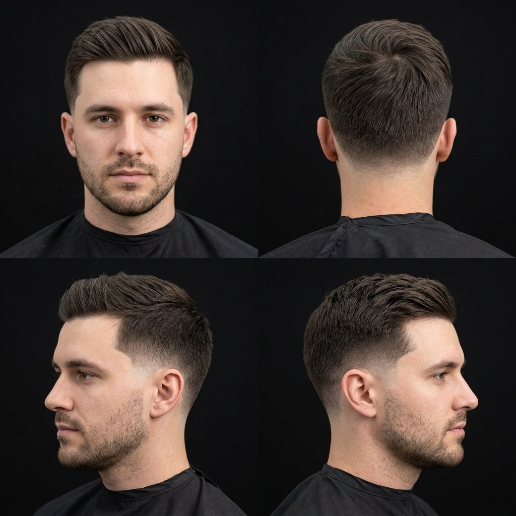 Classic Mid-Taper Fade Straight Hair