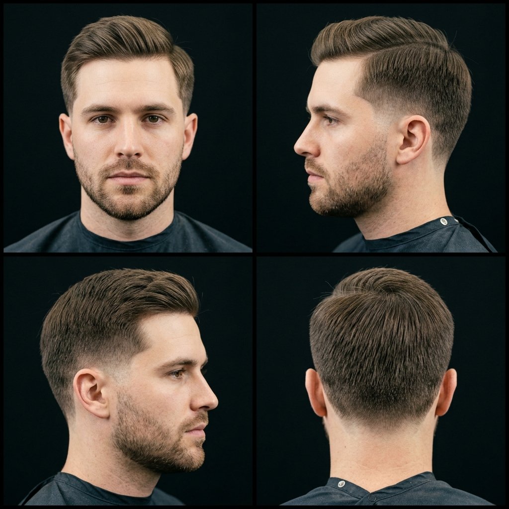 Ivy League Mid Taper Fade Straight Hair