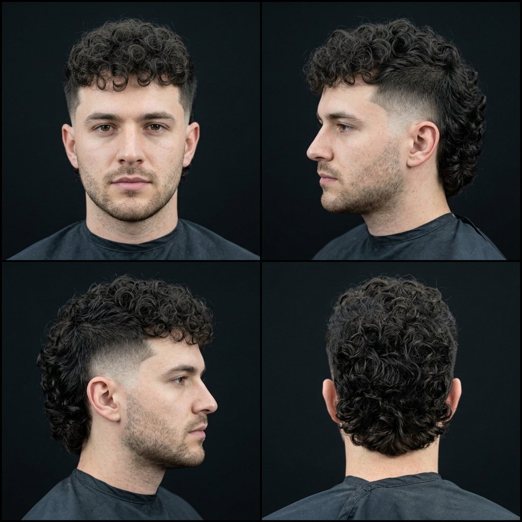 Disconnected Curly Mullet Fade