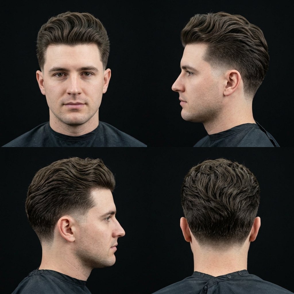 Wavy Pompadour with Low Taper