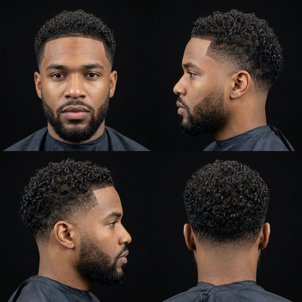 Low Taper Curly Wet Look