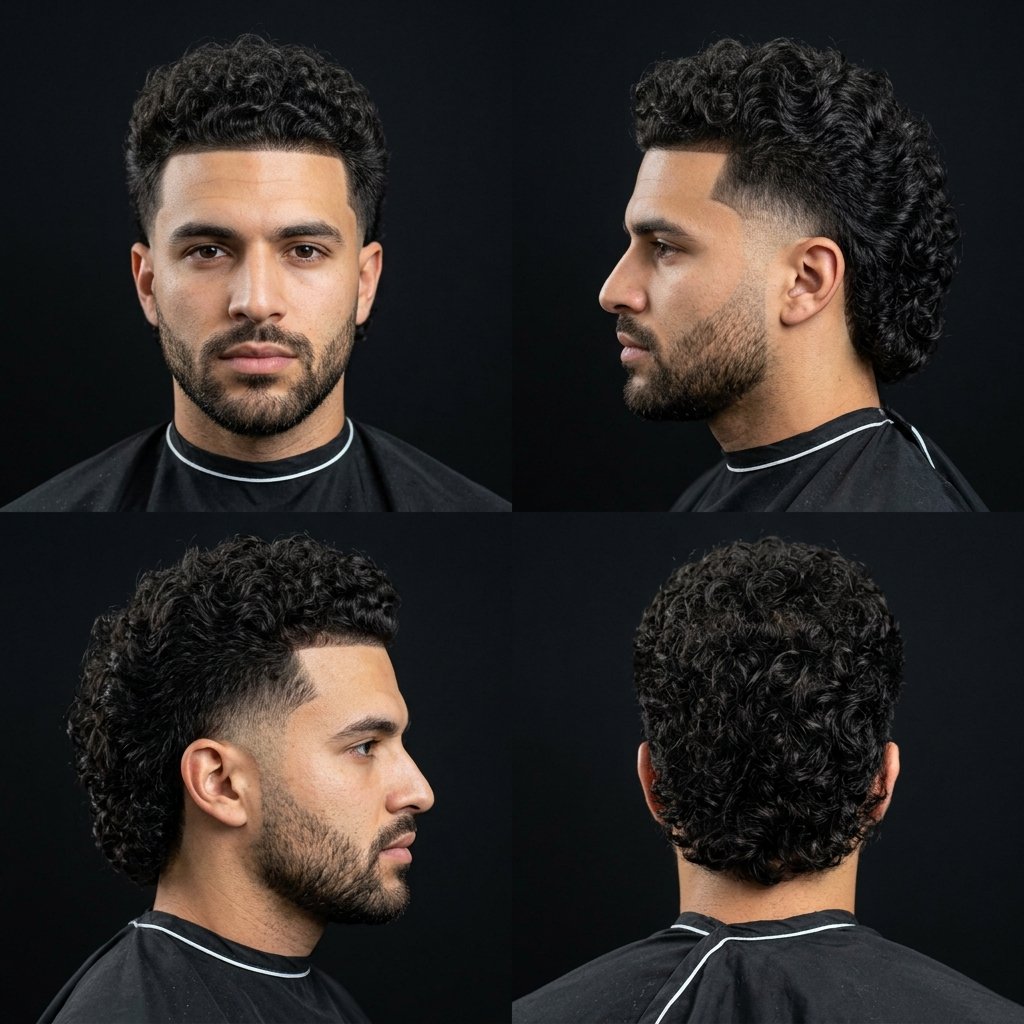 Taper Fade Curly Mullet