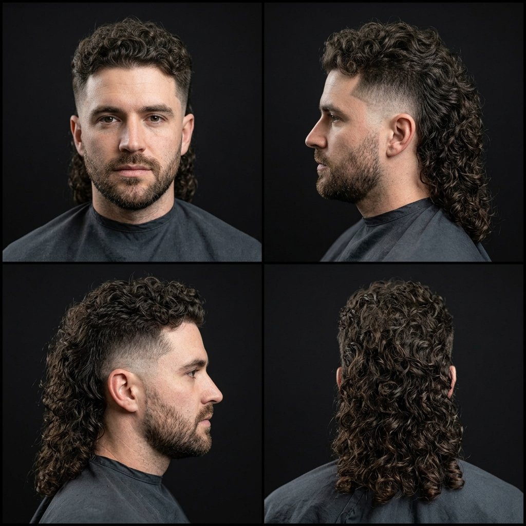 Shaggy Curly Mullet Fade