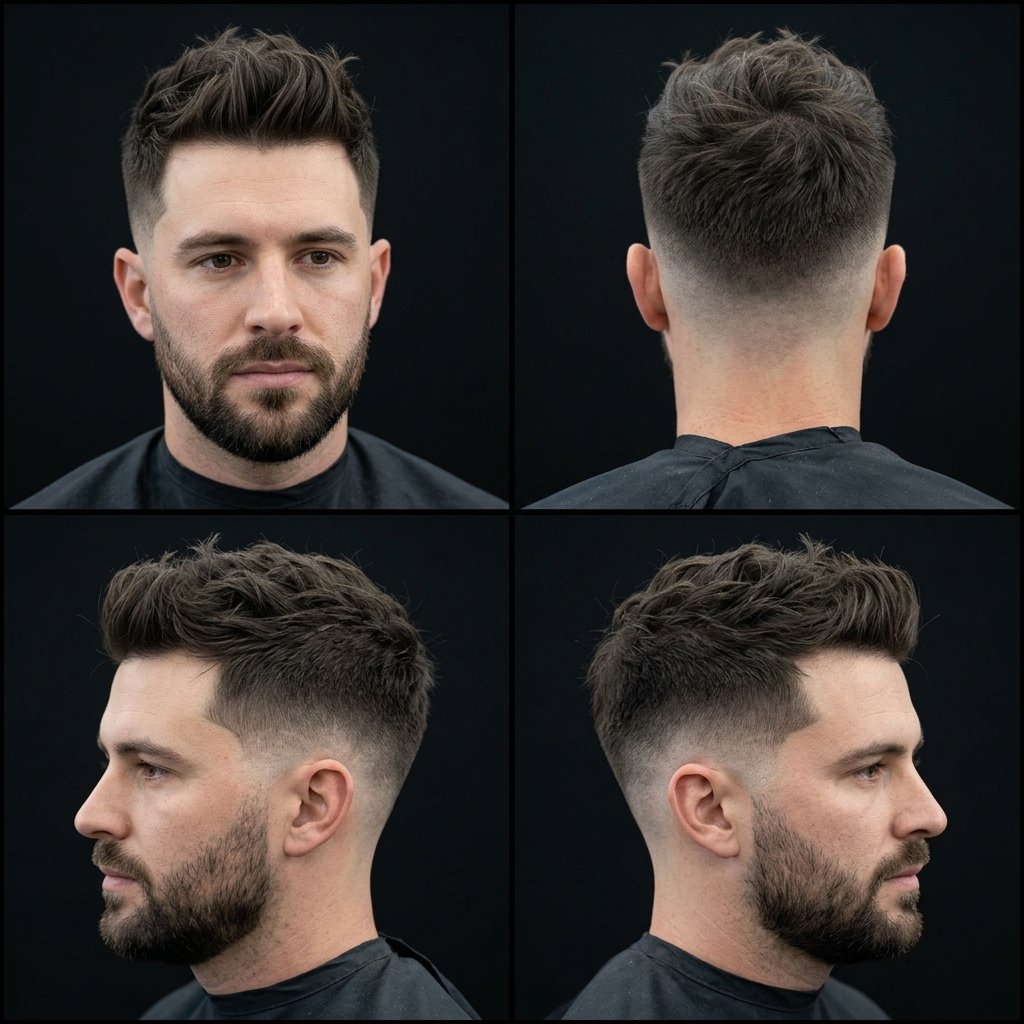 Tousled Short Quiff with Low Fade