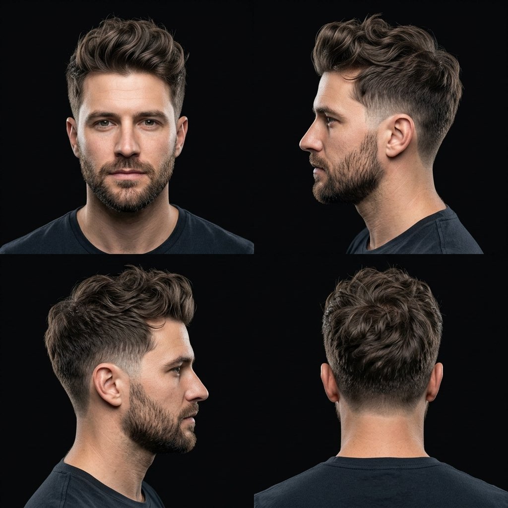 Messy Wavy Quiff with Low Taper