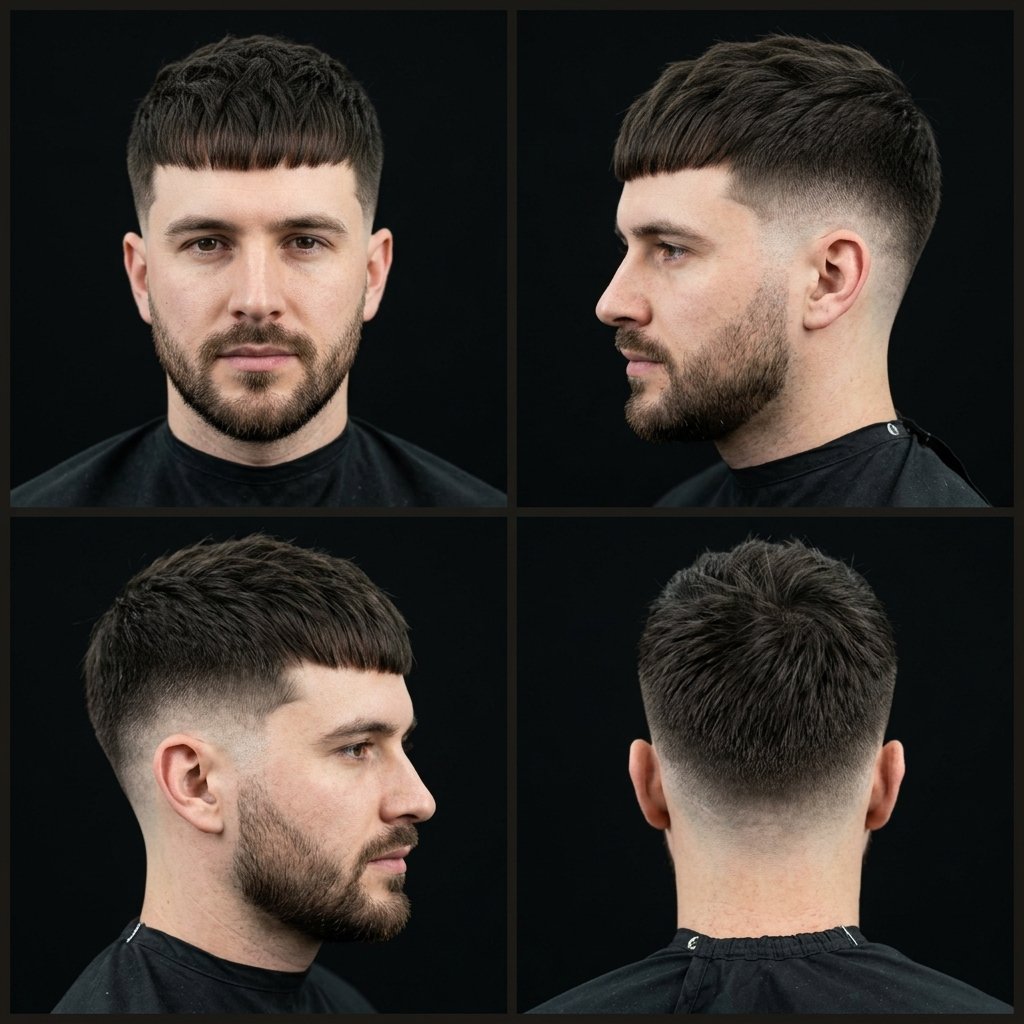 French Crop Mid Taper Fade Straight Hair