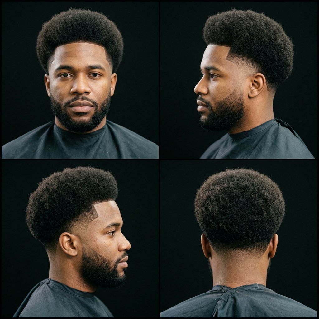 Blowout Afro with Mid Taper Fade