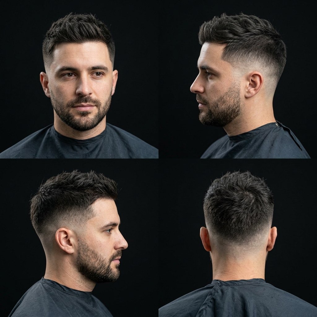 Short Textured Quiff with Mid Fade