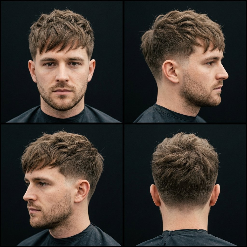 Tousled Fringe with Soft Low Taper