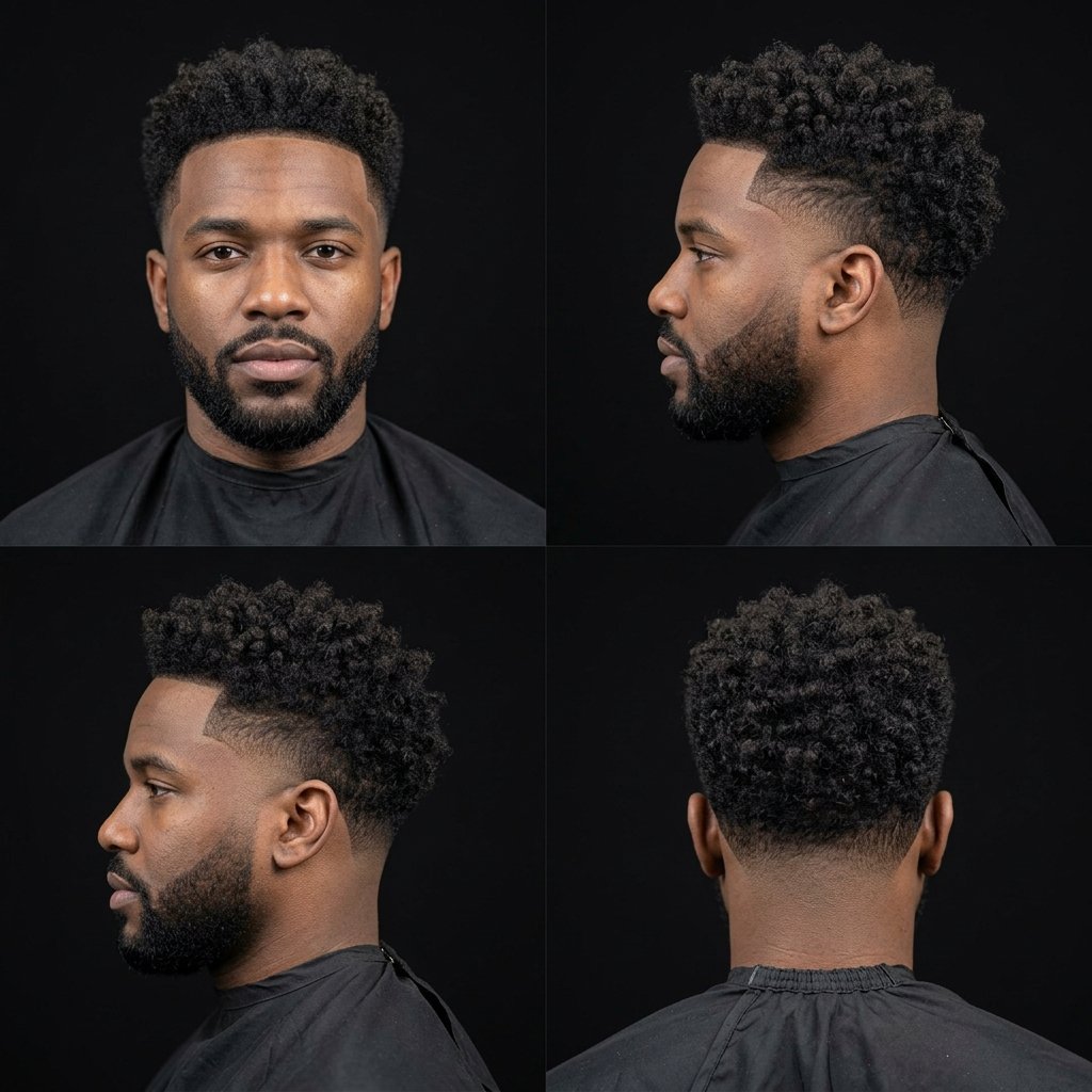 Low Taper Fade Curly Hair Long Top