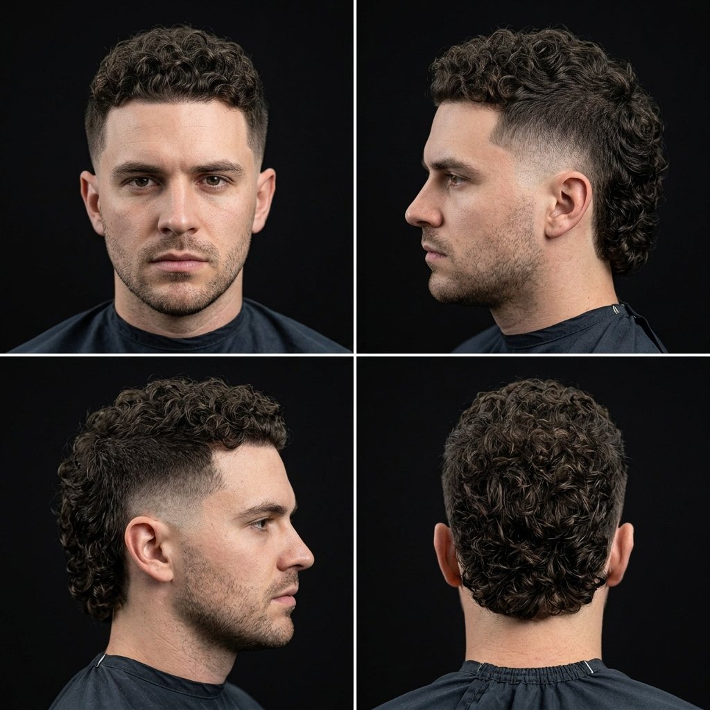 Short Curly Mullet Fade