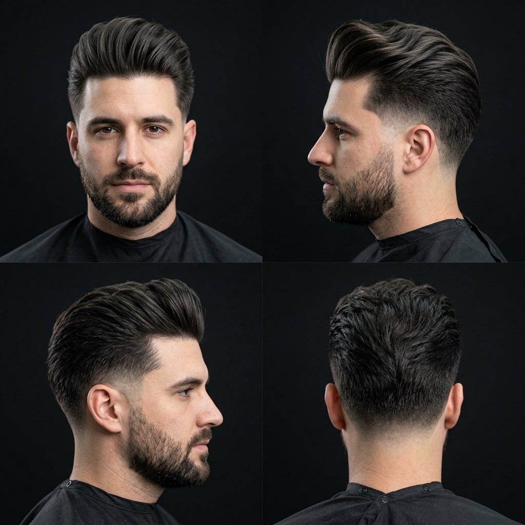 Low Taper Fade with Long Pompadour