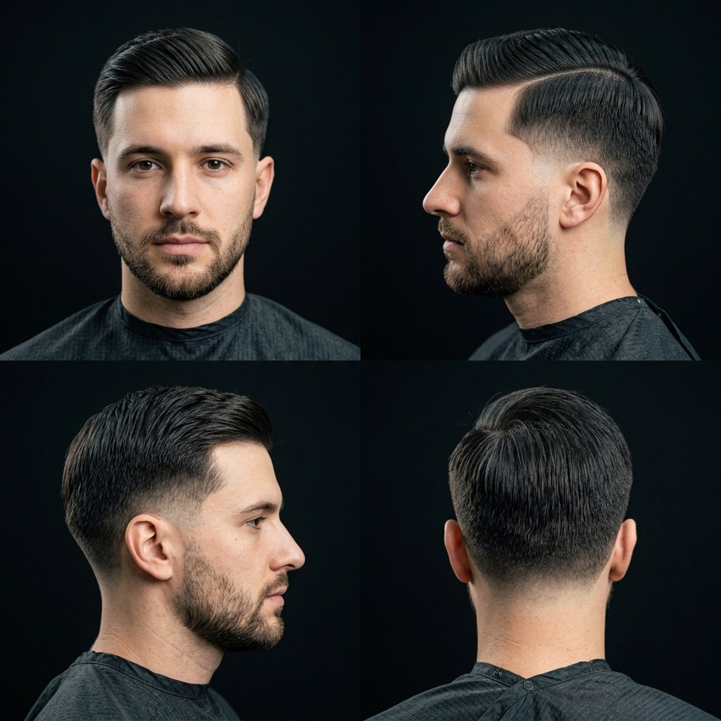 Side Part Mid Taper Fade Straight Hair
