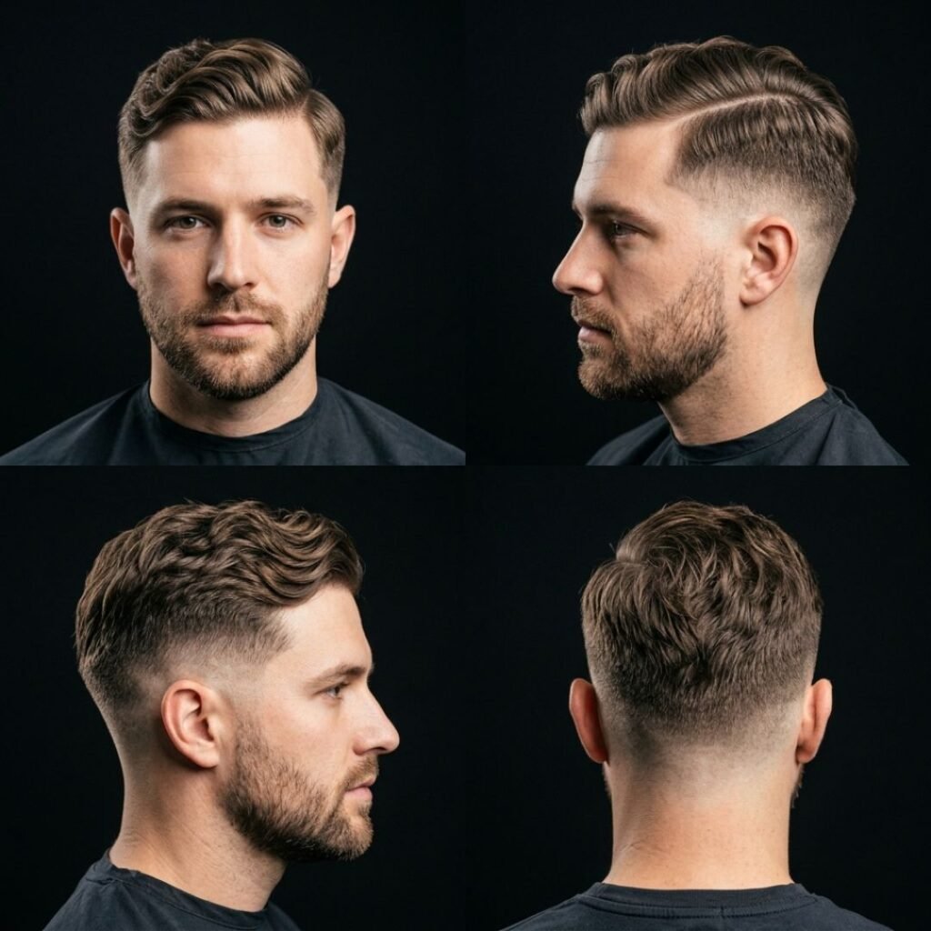 Wavy Side Part Taper Fade